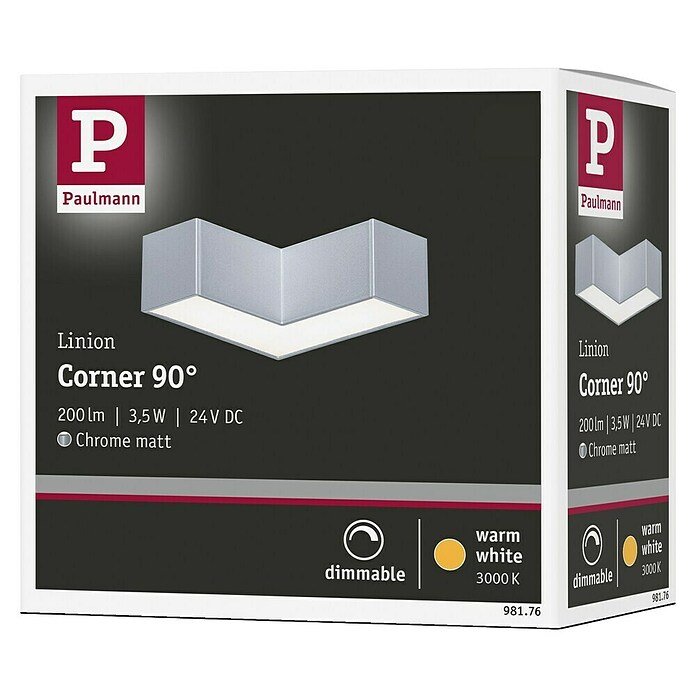Paulmann Linion Lichtkanal Ecke (Warmweiß, Chrom matt, L x B x H: 10 x 10 x 4 cm) | BAUHAUS