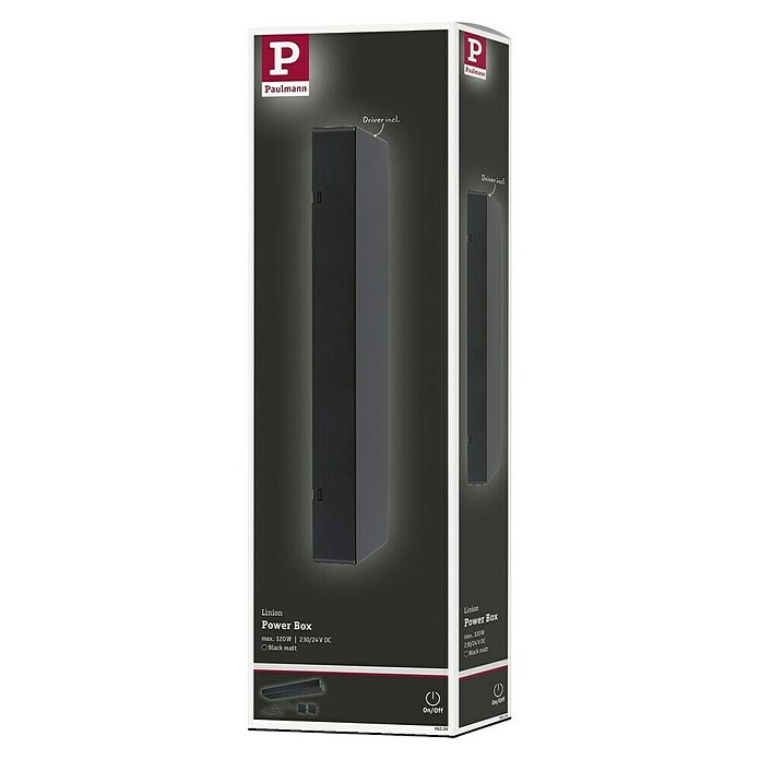 Paulmann Linion Stromeinspeisung Power Box (L x B x H: 10 x 36,5 x 4 cm, Signalschwarz, Nicht Dimmbar, 120 W) | BAUHAUS