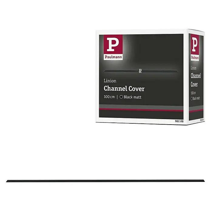Paulmann Linion Abdeckung Gerade - L x B x H: 3,6 x 100 x 0,1 cm, Schwarz matt - Produktverpackung für Paulmann Linion Kanalabdeckung, 100 cm, mattschwarz, mit Markenlogo und Produktinformationen für eine stilvolle Kabelabdeckung.