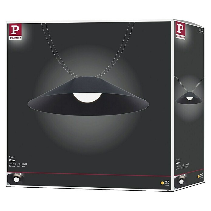 Paulmann ULine LED-Pendelleuchte rund Cone (12 W, Ø x H: 35 x 9 cm, Warmweiß, Schwarz) | BAUHAUS