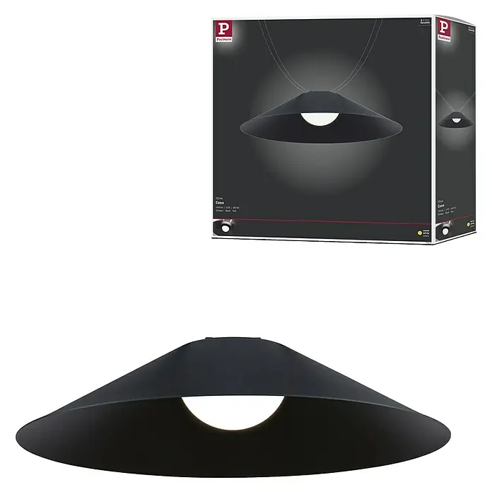 Paulmann ULine LED-Pendelleuchte rund Cone - 12 W, Ø x H: 35 x 9 cm, Warmweiß, Schwarz - Abbildung einer Paulmann Cone Pendelleuchte in Schwarz, ideal für stilvolle Beleuchtung im Innenbereich mit modernem Design und hoher Funktionalität.