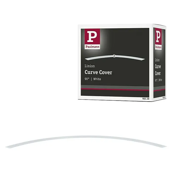 Paulmann Linion Abdeckung Kurve - L x B x H: 3,6 x 78,6 x 0,1 cm, Weiß - Bild einer Paulmann Linion Curve Cover-Verpackung, 90° weiß, mit Produkt darunter.