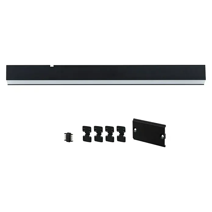 Paulmann Linion Lichtkanal - Warmweiß, Signalschwarz, L x B x H: 50 x 4 x 4 cm - Ein schlankes, schwarzes LED-Beleuchtungssystem mit modularen Komponenten für anpassbare Lichtlösungen in modernen Umgebungen.