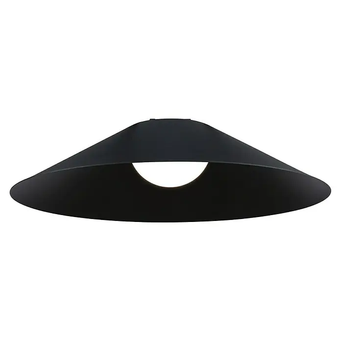Paulmann ULine LED-Pendelleuchte rund Cone - 12 W, Ø x H: 35 x 9 cm, Warmweiß, Schwarz - Schwarze Hängelampe mit einem hellen Licht in der Mitte, die ein modernes und minimalistisches Design aufweist.