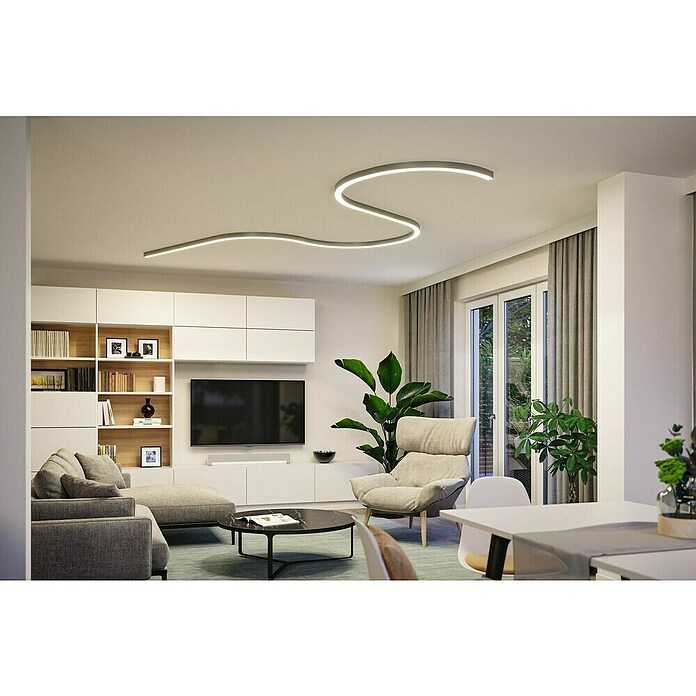 Paulmann Linion Lichtkanal Kurve (Warmweiß, Chrom matt, L x B x H: 53,5 x 4 x 4 cm) | BAUHAUS