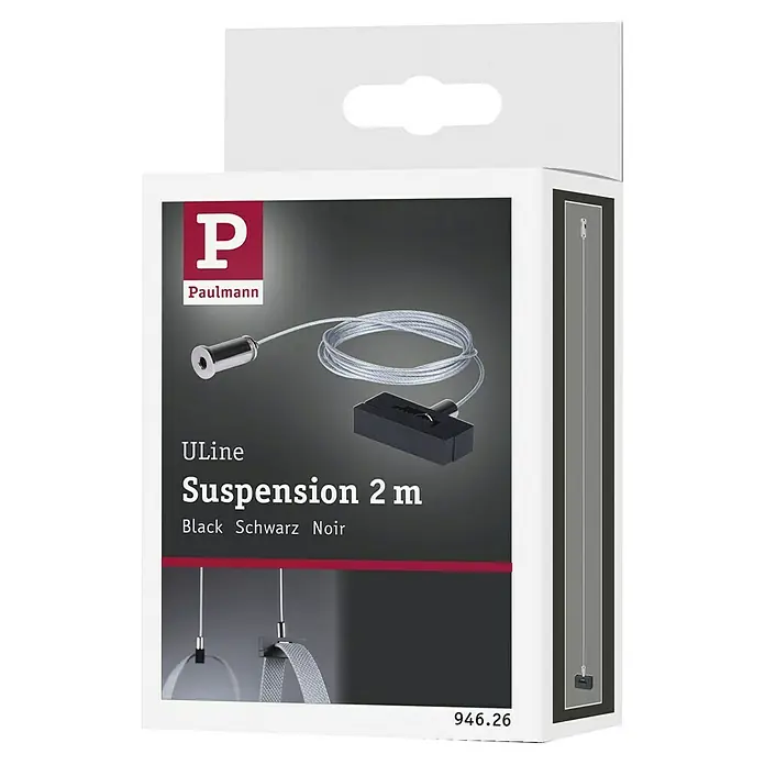 Paulmann ULine Abhängung - L x B x H: 1,5 x 4,5 x 2,1 cm, Schwarz - Bild einer Paulmann ULine Suspension 2 m in Schwarz, ideal für stilvolle Beleuchtungslösungen.