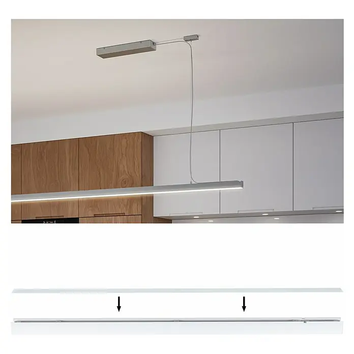 Paulmann Linion Abdeckung Gerade - L x B x H: 3,6 x 100 x 0,1 cm, Weiß - Moderne LED-Hängeleuchte in Silberoptik. Ideal für stilvolle Beleuchtung über Küchentischen oder Arbeitsflächen.