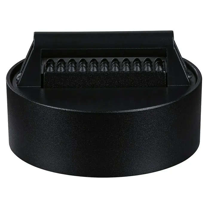 Paulmann ULine Erweiterungs-Set Gurthalter - 7,2 x 3 cm, Schwarz, Gesamtstückzahl: 1 Stk. - Nahaufnahme einer schwarzen LED-Deckenleuchte mit präzisen Lichtpunkten und robustem, zylindrischem Design für moderne Innenräume.