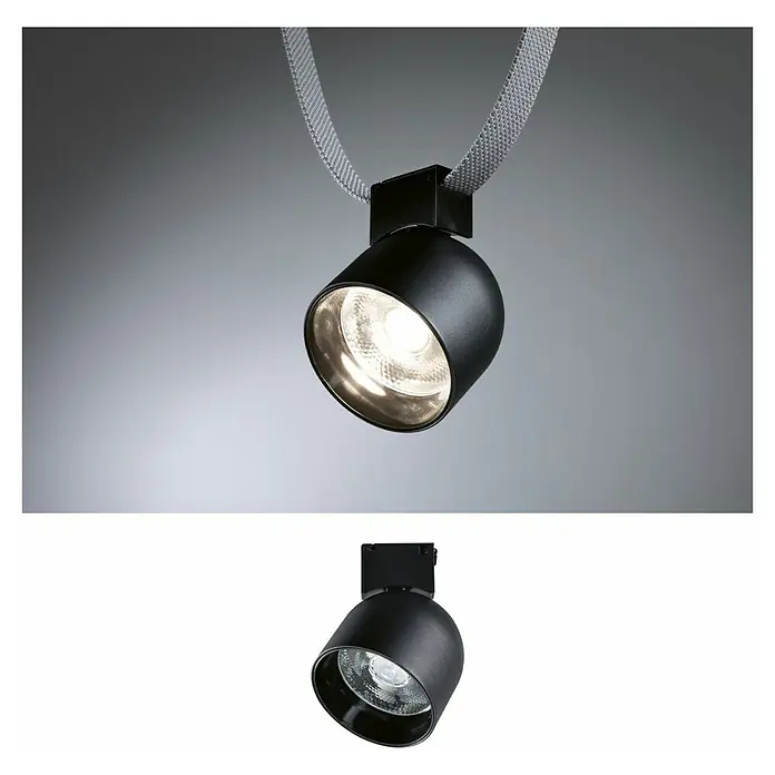 Paulmann ULine LED-Spotstrahler Ronde - 7 W, Ø x H: 8,5 x 11 cm, Schwarz, Warmweiß - Schwarzer verstellbarer LED-Stromschienenstrahler mit strukturiertem Reflektor für vielseitige Beleuchtung.