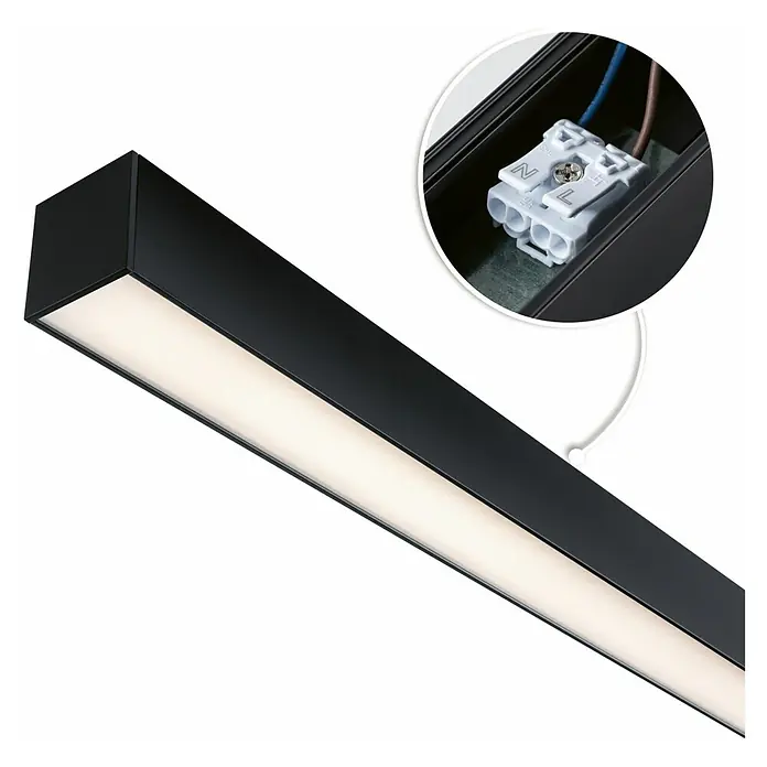 Paulmann Linion Stromeinspeisung Power Channel - 100 x 4 x 4 cm, Signalschwarz, Dimmbar - Schwarze LED-Deckenleuchte mit integriertem Anschlussblock für einfache Installation. Stilvolle Beleuchtung für moderne Innenräume.