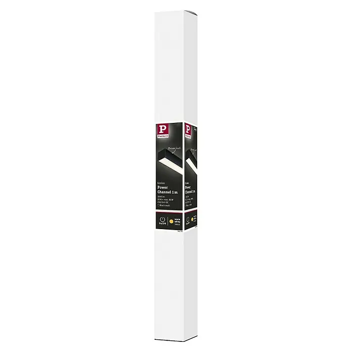 Paulmann Linion Stromeinspeisung Power Channel - 100 x 4 x 4 cm, Signalschwarz, Nicht Dimmbar - Produktverpackung für Paulmann Linion Power Channel 1 m, 1040 lm, 20 W + max. 80 W, 230/24 V DC, Mattschwarz.