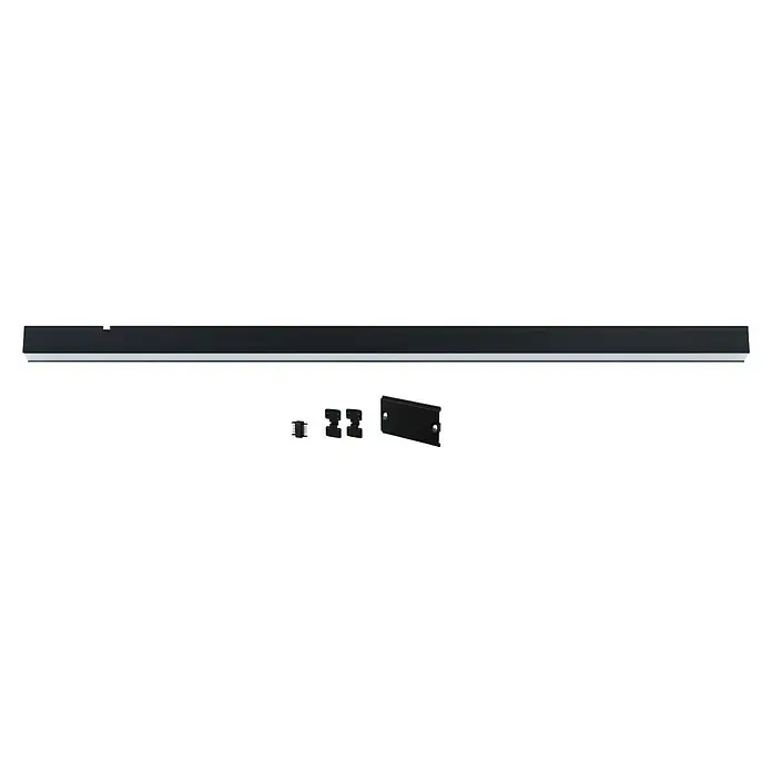 Paulmann Linion Lichtkanal - Warmweiß, Signalschwarz, L x B x H: 100 x 4 x 4 cm - Produktaufnahme einer schwarzen Blende mit silberfarbenen Beschlägen, die Funktionalität und modernes Design vereint.