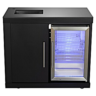Kingstone Grillküchen-Modul Cube Spüle & Kühlschrank (Schwarz, B x T x H: 100 x 58 x 120 cm)