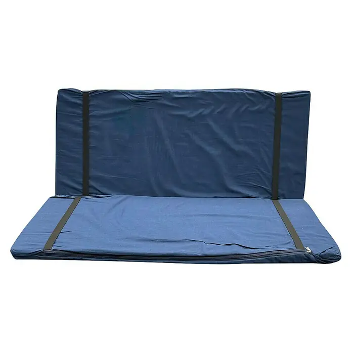 Promadino Balkonmöbel-Set - 3 -tlg., Kiefer, Braun - Blaue Matratze mit Tragegurten und Reißverschluss für einfachen Transport und Lagerung. Ideal für unterwegs oder als Gästebett.