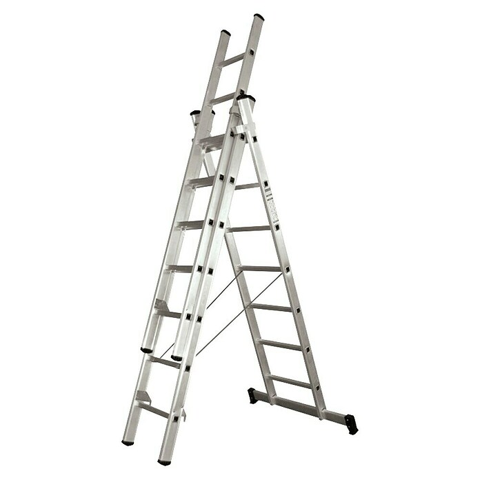 Escalera multiusos L66 (Altura de trabajo: 5,1 m, Número de peldaños: 21 ud., Carga soportada: 150 kg, Aluminio) | BAUHAUS