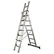 Escalera multiusos L66 (Altura de trabajo: 5,1 m, Número de peldaños: 21 ud., Carga soportada: 150 kg, Aluminio) | BAUHAUS