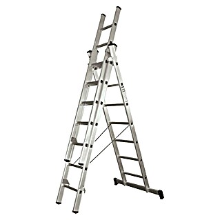 Escalera multiusos L66 (Altura de trabajo: 5,49 m, Número de peldaños: 21 ud., Aluminio)