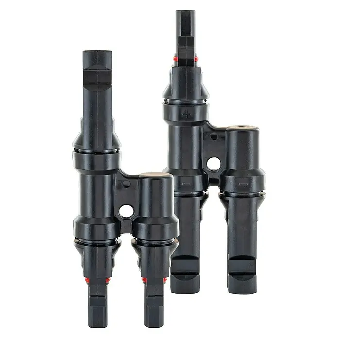 Schwaiger Adapter für Solarmodule 2in1 Stecker - 2 Stk. - Zwei schwarze Y-Abzweigverbinder aus Kunststoff für Solarmodule.