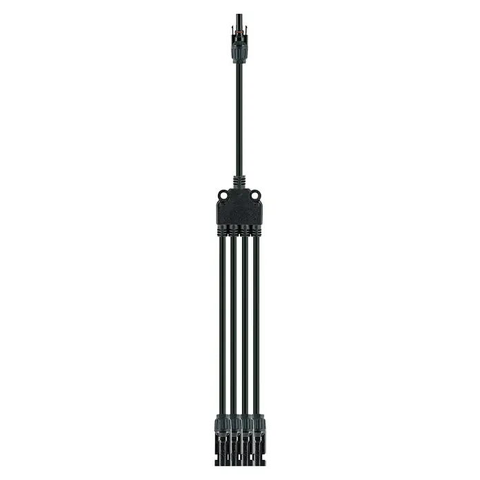 Schwaiger Adapter Solaradapter 4in1 Kabel - 2 Stk. - Schwarzer 1-zu-4 MC4 Y-Verteiler für Solarmodule.