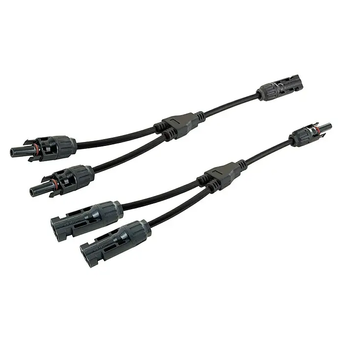Schwaiger Adapter Solaradapter 2in1 Kabel - 2 Stk. - Zwei schwarze MC4 Y-Anschlüsse für Solarmodule, ermöglichen Parallelschaltung.