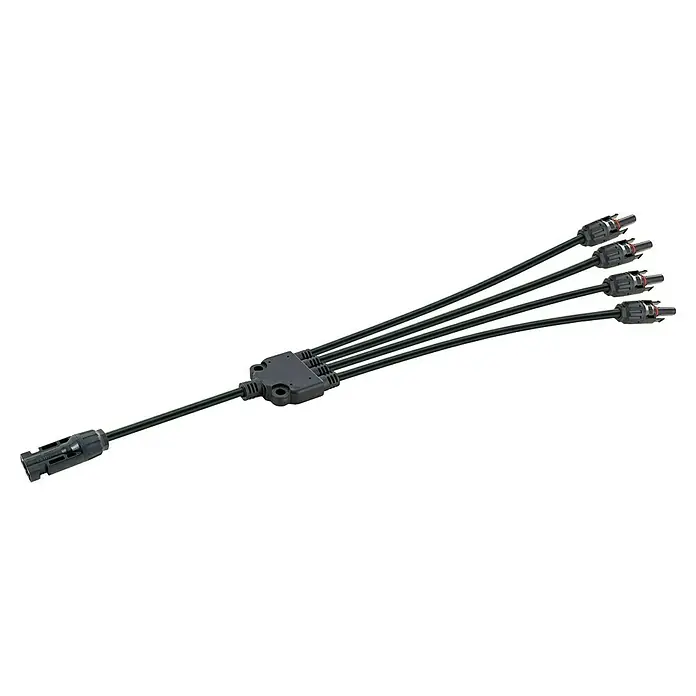 Schwaiger Adapter Solaradapter 4in1 Kabel - 2 Stk. - Schwarzer 1-zu-4 Solar-Y-Abzweigverbinder für Photovoltaikanlagen.