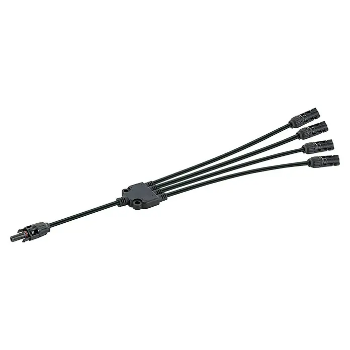 Schwaiger Adapter Solaradapter 4in1 Kabel - 2 Stk. - Schwarzer 4-zu-1 MC4 Solar-Abzweigstecker für Parallelverdrahtung.