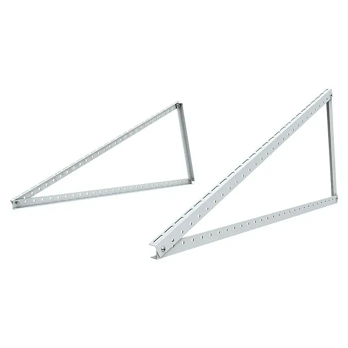Schwaiger Befestigungs-Set - Passend für: Solarmodule - Zwei silberne, verstellbare Solarpanel-Montagehalterungen aus Metall mit mehreren Löchern.