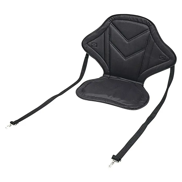 F2 SUP-Sitz - Geeignet für: SUP Boards - Schwarzes Kajaksitzkissen mit Rückenlehne und verstellbaren Gurten.