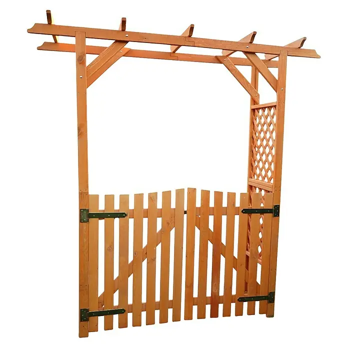 Promadino Pergola Bamberg - Höhe: 208 cm, Ausführung: Tür - Gartentor aus Holz mit Lattenzaun und Rosenbogen, ideal für den Garten als dekorativer Eingangsbereich.