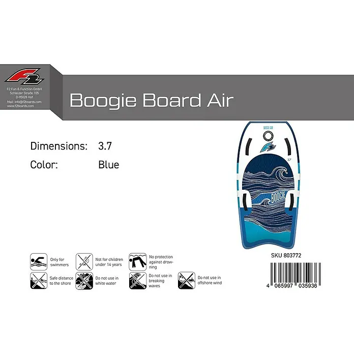 WAVE POWER Woop Boogie blue/lime 42" Planche de bodyboard - Freerid