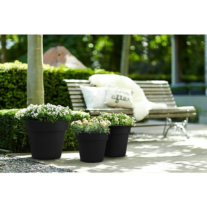 Elho Plantenbak Top Planter 23 (Ø x h: 23 x 19,6 cm, Zwart, Kunststof) | BAUHAUS