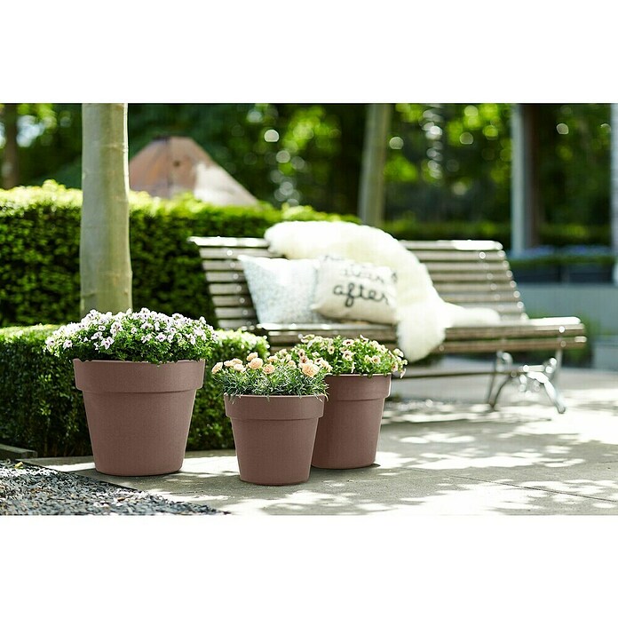 Elho Plantenbak Top Planter 40 (Ø x h: 39 x 33 cm, Taupe, Kunststof) | BAUHAUS
