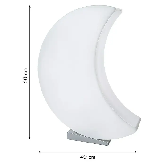 8 Seasons Design Shining Dekoleuchte Moon - 9 W, Weiß, L x B x H: 60 x 40 x 15 cm - Nahaufnahme einer Mondlampe mit den Maßen 60 cm Höhe und 40 cm Breite, die ein sanftes, weißes Licht ausstrahlt.