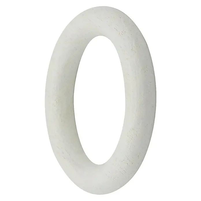 Expo Ambiente Rundring-Pack - Weiß, 10 Stk., Geeignet für: Gardinenstangen Ø 28 mm - Nahaufnahme eines bemalten Holzrings mit glatter Oberfläche und Texturdetails, ideal für Bastelprojekte und Heimdekoration.