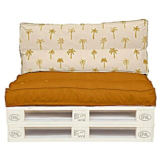 Conjunto de jardín de palets Palmeras (L x An x Al: 120 x 80 x 16 cm, Naranja, Palet: Blanco)