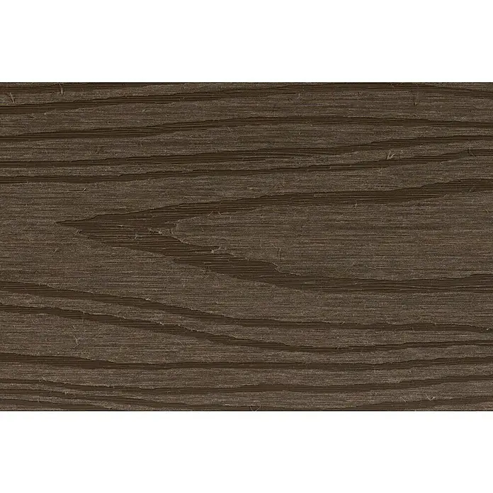 Elephant Terrassenbau-Set WPC strongWood - Walnuss/Vintage, Deckfläche pro Paket: 25 m² - Nahaufnahme einer Holzoberfläche mit sichtbarer Maserung, die die natürliche Schönheit und Textur des Materials hervorhebt.