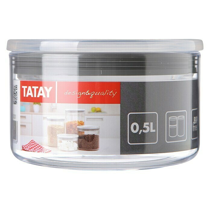 Tatay Bote de cocina 0,5L (L x An x Al: 12,5 x 12,5 x 8 cm, Transparente)