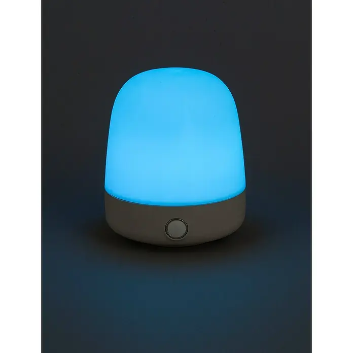 Starlux Akku-Tischleuchte Mini - L x B x H: 10 x 10 x 12 cm, Beige, RGBW, 0,3 W, IP44 - Nachtlicht mit blauem Licht. Das Nachtlicht hat einen runden Knopf und ist ideal für das Kinderzimmer, um eine beruhigende Atmosphäre zu schaffen.