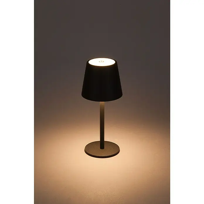Starlux Paola Akku-Tischleuchte - 3 Stk., 1,6 W, L x B x H: 8,6 x 8,6 x 27 cm, Warmweiß, Schwarz - Elegante Tischleuchte mit einem mattschwarzen Schirm und einem warmen Licht, das eine gemütliche Atmosphäre schafft.