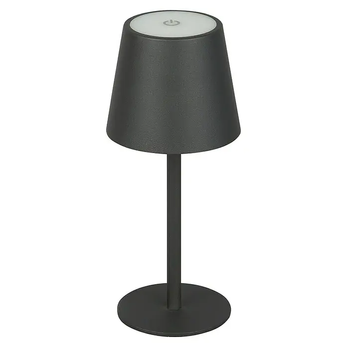 Starlux Paola Akku-Tischleuchte - 3 Stk., 1,6 W, L x B x H: 8,6 x 8,6 x 27 cm, Warmweiß, Schwarz - Elegante graue Tischleuchte mit schlichtem Design und rundem Fuß. Die Lampe verfügt über einen weißen Schalter am Lampenschirm.