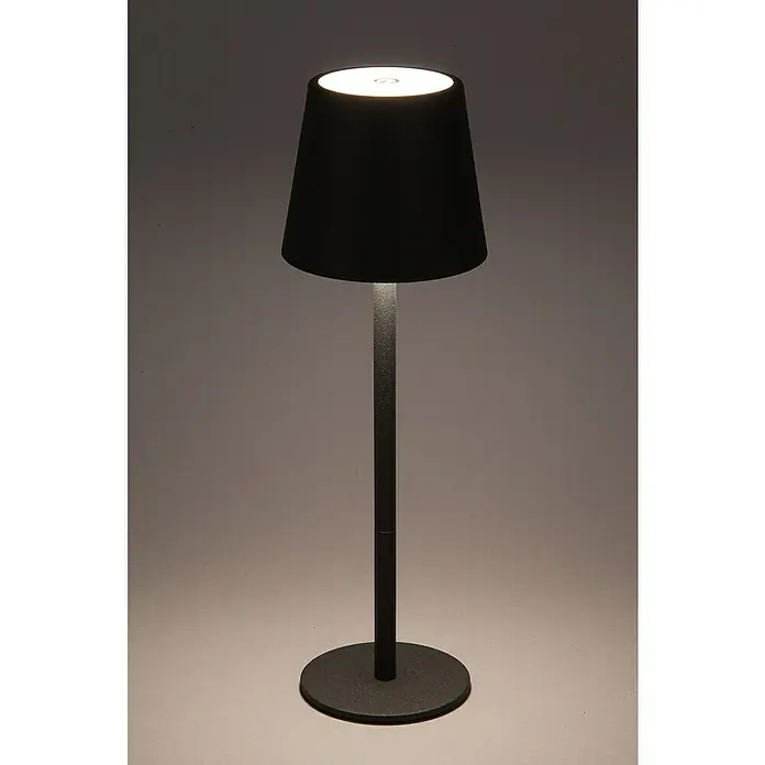 Starlux Paola Akku-Tischleuchte - 3 Stk., 1,6 W, L x B x H: 8,6 x 8,6 x 27 cm, Warmweiß, Schwarz - Elegante schwarze Tischleuchte mit konischem Schirm und minimalistischem Design, die warmes Licht spendet. Ideal für modernes Ambiente.