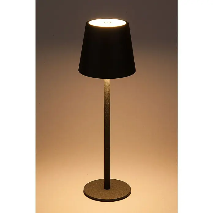 Starlux Paola Akku-Tischleuchte - 3 Stk., 1,6 W, L x B x H: 8,6 x 8,6 x 27 cm, Warmweiß, Schwarz - Elegante Stehleuchte mit schwarzem Schirm, die ein warmes, einladendes Licht verbreitet. Perfekt für gemütliche Abende.