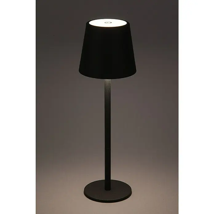 Starlux Paola Akku-Tischleuchte - 3 Stk., 1,6 W, L x B x H: 8,6 x 8,6 x 27 cm, Warmweiß, Schwarz - Elegante schwarze Tischlampe mit kegelförmigem Lampenschirm, die ein warmes, nach oben gerichtetes Licht ausstrahlt und eine stilvolle Atmosphäre schafft.