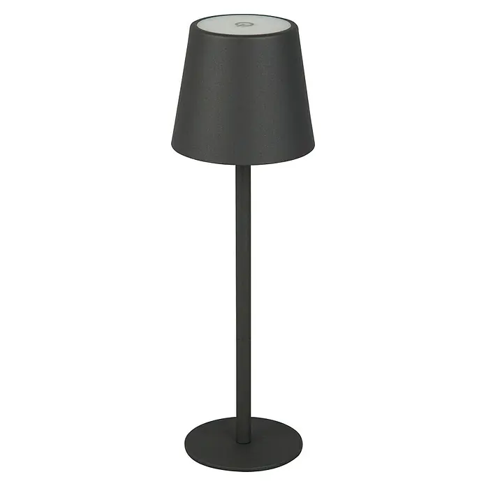 Starlux Paola Akku-Tischleuchte - 3 Stk., 1,6 W, L x B x H: 8,6 x 8,6 x 27 cm, Warmweiß, Schwarz - Elegante graue Tischleuchte mit schlankem Design und sanftem Licht, ideal für jeden Raum.