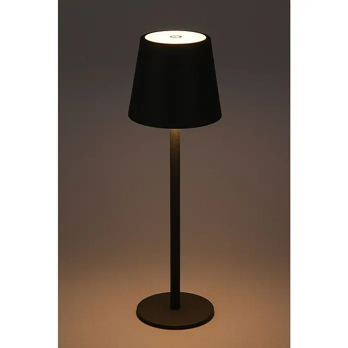 Starlux Paola Akku-Tischleuchte - 3 Stk., 1,6 W, L x B x H: 8,6 x 8,6 x 27 cm, Warmweiß, Schwarz - Elegante Tischleuchte in Schwarz mit einem konischen Lampenschirm und einem warmen Licht, ideal für stilvolle Akzente.