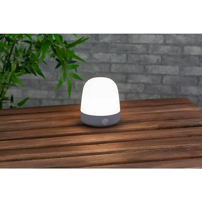 Starlux Akku-Tischleuchte Mini - L x B x H: 10 x 10 x 12 cm, Light Grey, RGBW, 0,3 W, IP44 - Tischleuchte: Eine moderne, akkubetriebene Tischleuchte mit sanftem, dimmbarem Licht für eine gemütliche Atmosphäre im Innen- und Außenbereich.