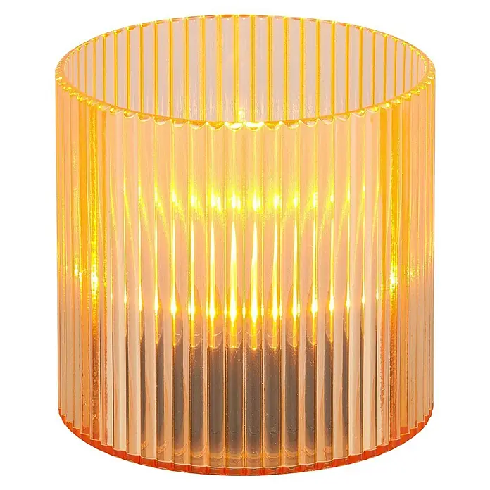 BAUHAUS Solar-Dekoleuchte Teelicht - 0,6 W, Mango, IP44 - Stimmungsvolle Atmosphäre: Die gerippte orangefarbene Kerzenlaterne sorgt für warmes Licht und ein gemütliches Ambiente.