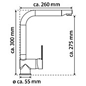Camargue Spültischarmatur Barcelona (Niederdruck, Schwarz/Chrom, Glänzend, Hoher Auslauf)