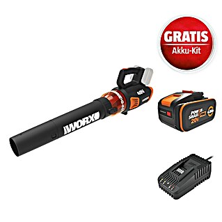 Worx PowerShare 20V Maschinenpaket (Akku-Laubbläser WG584E.9, 20V 4,0 Ah Akku & Schnellladegerät)