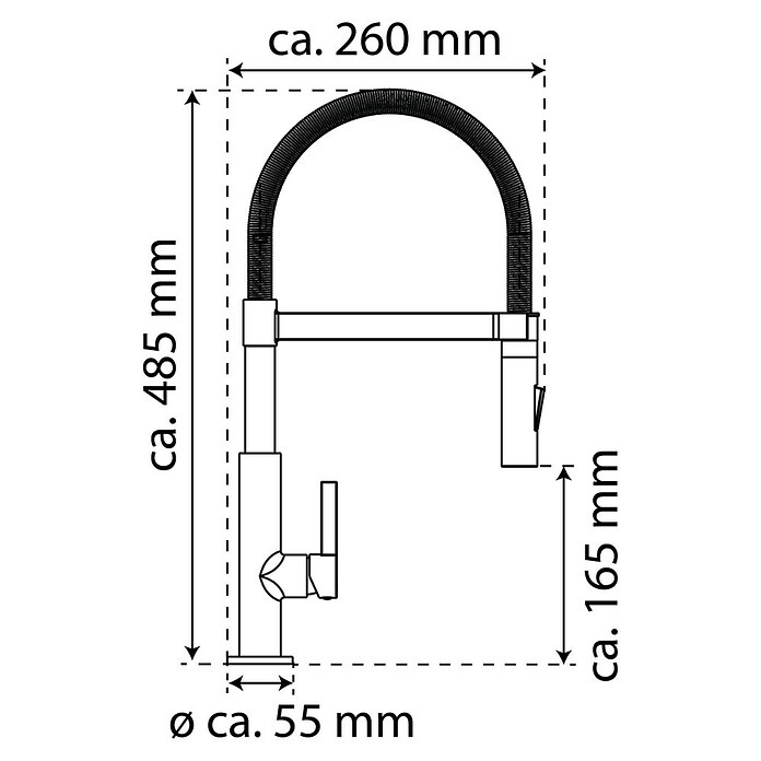 Camargue Spültischarmatur (Chrom, Glänzend, Geschirrbrause verstellbar)